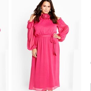 NWT NIKITA HIGH NECK ROSE HOT Pink Maxi Dress